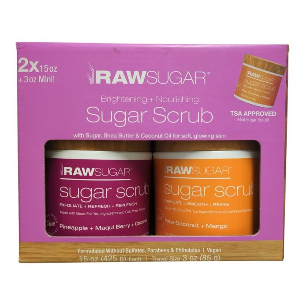 Raw Sugar Vegan & Cruelty-Free Skin Exfoliation Sugar Scrub Set